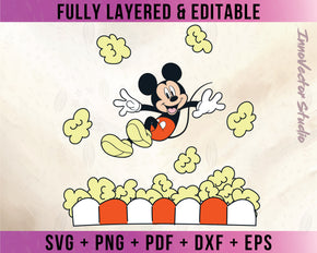 Mickey Mouse Movie Night Premium Layered SVG Vector for Cricut and Silhouette Digital File Download