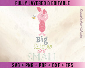 Piglet Winnie The Pooh Premium Layered SVG Vector for Cricut and Silhouette Digital File Download
