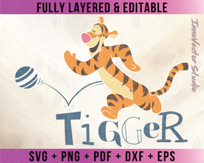 Tigger Winnie The Pooh Premium Layered SVG Vector for Cricut and Silhouette Digital File Download
