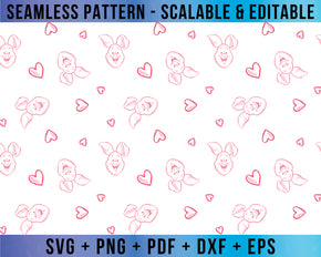 Piglet Winnie The Pooh Seamless Pattern SVG Vector for Cricut and Silhouette Digital File Download