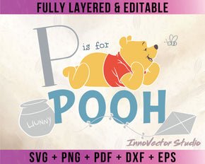 Winnie The Pooh Premium Layered SVG Vector for Cricut and Silhouette Digital File Download