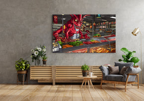Funny Lobster Cashier Painting Artwork Canvas Print Giclee