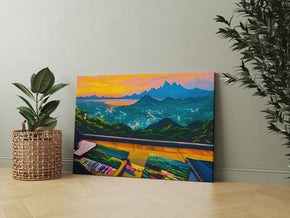 Mountain View Painting Artwork Canvas Print Giclee
