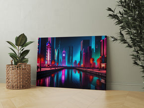 Neon City Painting Artwork Canvas Print Giclee