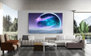 Purple Space Planets Painting Artwork Canvas Print Giclee