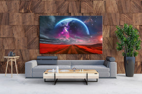 Purple Space Road Painting Artwork Canvas Print Giclee