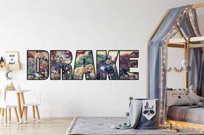 Retro Marvel Avengers Superheroes Personalized Custom Name Wall Sticker Decal Vinyl Mural