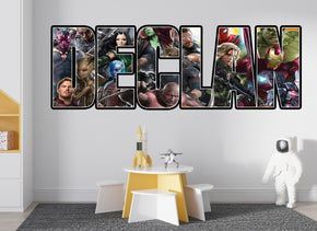 Marvel Avengers Super Heroes Personalized Custom Name Wall Sticker Decal 03