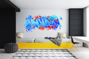 Ink Splatter Blue-Tone Custom Personalized Name Wall Sticker Decal Home Decor Art Mural