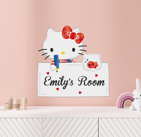 Hello Kitty Name Sign Wall Sticker Removable Decal Personalized Custom Wall Decor Art