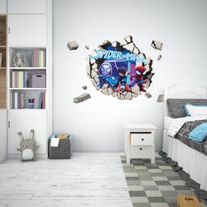 Spidey And His Amazing Friends Wall Sticker 3D Wall Smashed Hole Effect Decal 02