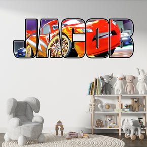 Cars Movie Lightning Mcqueen Personalized Custom Name Wall Sticker Decal