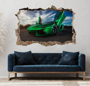 Lamborghini Aventador Sport Car 3D Hole in The Wall Effect Wall Decal Wall Sticker Art