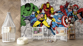 Superheroes Self-Adhesive Wallpaper Mural Home Wall Art Decor WP28