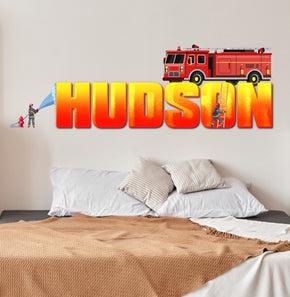 Firefighter Name Wall Sticker Removable Decal Personalized Custom Firetruck Wall Decor Art
