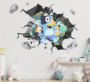 Bluey 3D Explosion Effect Wall Sticker Decal Home Decor Mural Wall Art