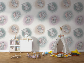 Dumbo Polka Dots Disney Woven Self-Adhesive Removable Wallpaper Mural