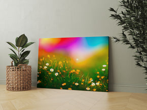 Rainbow Flower Field Painting Artwork Canvas Print Giclee