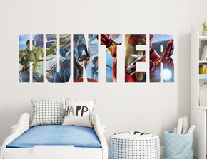 Marvel Avengers Super Heroes Personalized Custom Name Wall Sticker Decal 02