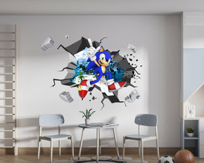 Sonic the Hedgehog Cracked Hole Wall Sticker Decal Home Decor Art Mural