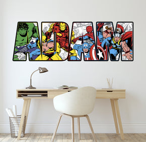 Marvel Avengers Superheroes Personalized Custom Name Wall Sticker Decal Vinyl Mural Comics