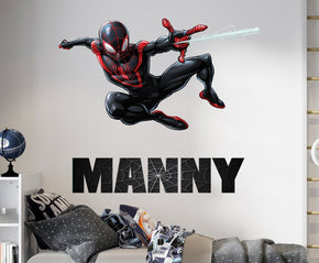 Spiderman Miles Morales Personalized Name Wall Sticker Removable Decal Custom SPM12