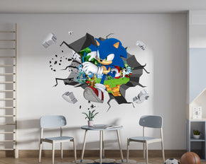 Sonic the Hedgehog Cracked Hole Wall Sticker Decal Home Decor Art Mural