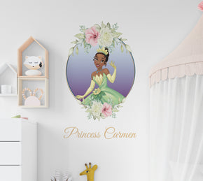 Tiana Disney Princess Personalized Name Wall Sticker Removable Decal Custom Wall Decor Art