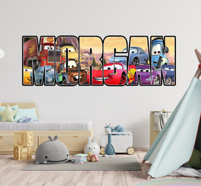 Cars Movie Lightning Mcqueen Personalized Custom Name Wall Sticker Decal