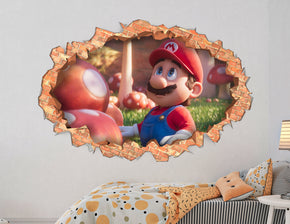 Super Mario Bros Wall Sticker 3D Brick Wall Smashed Hole Effect Decal