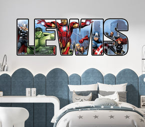 Marvel Avengers Super Heroes Personalized Custom Name Wall Sticker Decal 04