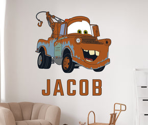 Mater Cars Movie Personalized Custom Name Wall Sticker Decal