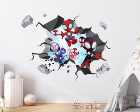Spidey And His Amazing Friend 3D WALL EXPLOSION Decal Wall Sticker Decor Art