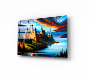 Hogwarts Castle Oil Painting Harry Potter Artwork Glass Print