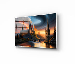 Hogwarts Castle Oil Painting Harry Potter Artwork Glass Print