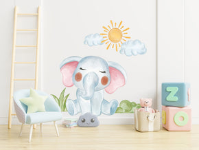Baby Elephant Watercolor Nursery Wall Sticker Decal