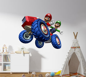 Mario & Luigi Kart Super Mario Bros Wall Decal Removable Sticker Kids Home Decor Art SMR04