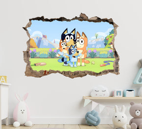 Bluey 3D Hole in The Wall Effect Wall Decal Wall Sticker Art