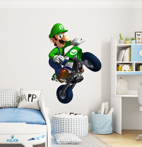 Luigi Super Mario Bros Kart Wall Decal Removable Sticker Kids Home Decor Art SMR09