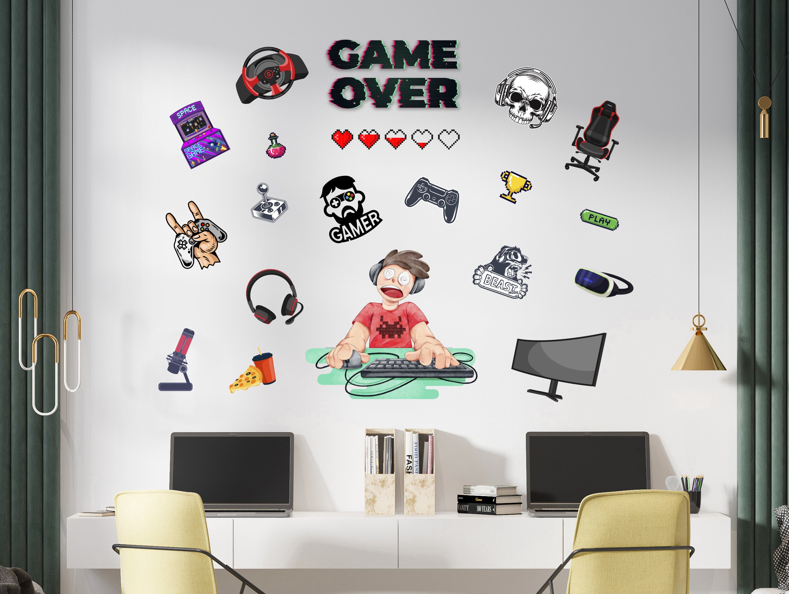 Gamers Gaming Set Wall Sticker Decal Home Decor Art Mural 