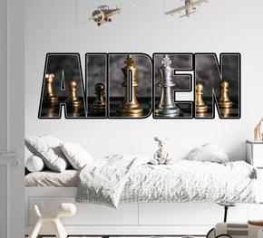 Chess Name Wall Sticker Removable Decal Personalized Custom Wall Decor Art