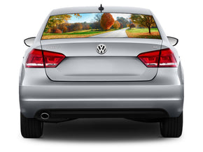 AUTUMN ROAD Car Rear Window See-Through Net Decal