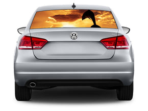 Dolphin Sunset Car Rear Window See-Through Net Decal