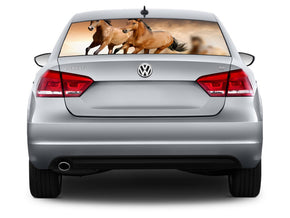 HORSES Car Rear Window See-Through Net Decal