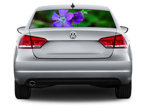 Fenêtre arrière pourpre de voiture de fleur see-through decal net