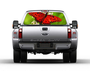 Red Butterly Car Rear Window See-Through Net Decal