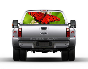 Red Butterly Car Rear Window See-Through Net Decal