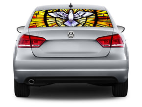 Stained Glass Dove Car Rear Window See-Through Net Decal