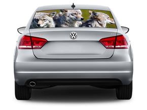 WOLVES Car Rear Window See-Through Net Decal