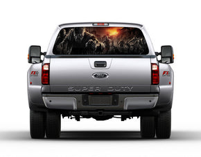 Zombies Car Rear Window See-Through Net Decal